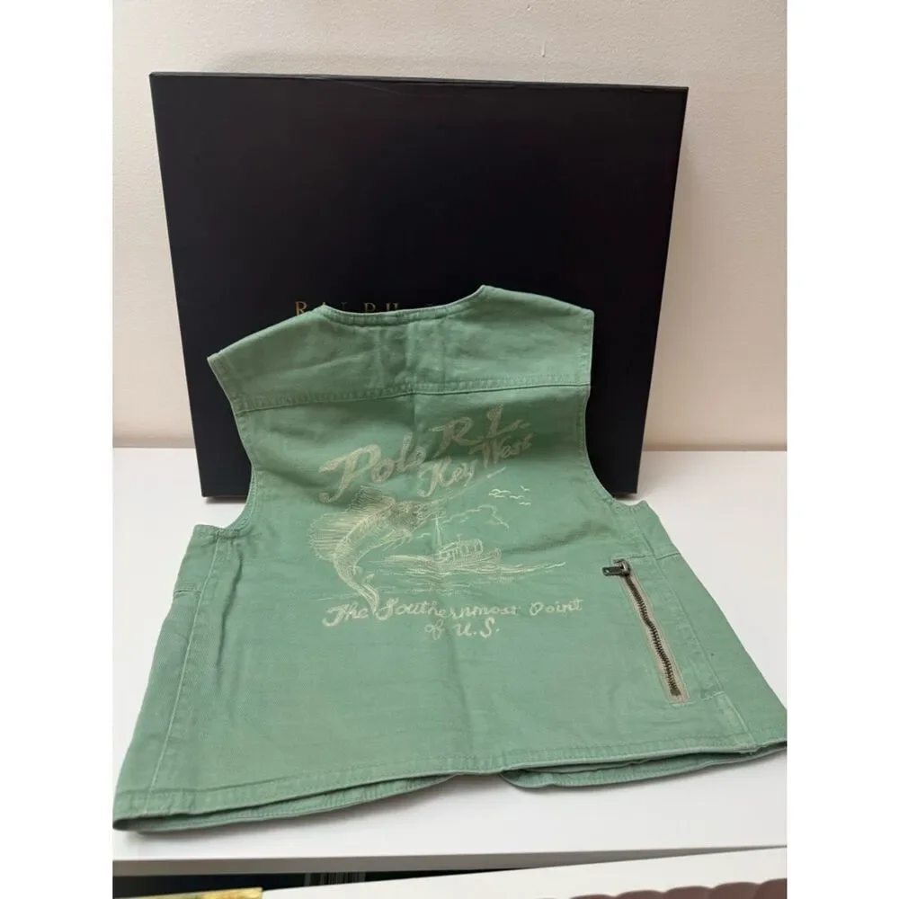 Polo Ralph Lauren Boys Size 6 Mint Green Key West Fishing Utility Vest NWT Rare